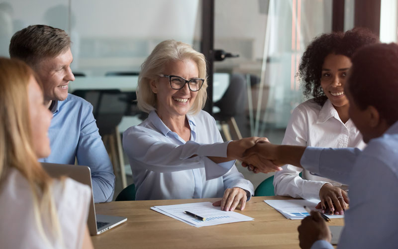 Man and Woman Shaking Hands